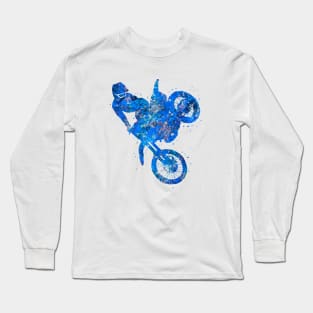 Motocross extreme blue art Long Sleeve T-Shirt